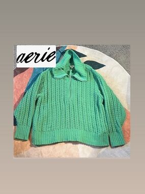 Aerie Green Cowl Neck Sweater